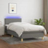 Boxspringbett mit Matratze & LED Dunkelgrau 80x200 cm Stoff