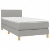 Boxspringbett mit Matratze & LED Hellgrau 90x200 cm Stoff