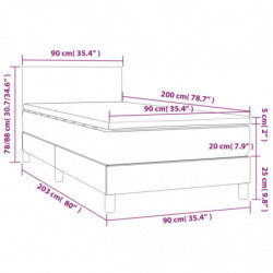 Boxspringbett mit Matratze & LED Hellgrau 90x200 cm Stoff