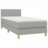 Boxspringbett mit Matratze & LED Hellgrau 100x200 cm Stoff