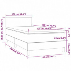 Boxspringbett mit Matratze & LED Hellgrau 100x200 cm Stoff