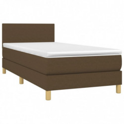 Boxspringbett mit Matratze & LED Dunkelbraun 100x200 cm Stoff