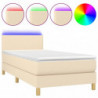 Boxspringbett mit Matratze & LED Creme 100x200 cm Stoff