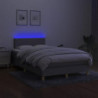 Boxspringbett mit Matratze & LED Hellgrau 120x200 cm Stoff