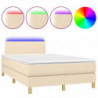 Boxspringbett mit Matratze & LED Creme 120x200 cm Stoff