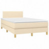 Boxspringbett mit Matratze & LED Creme 120x200 cm Stoff