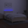 Boxspringbett mit Matratze & LED Creme 120x200 cm Stoff