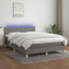 Boxspringbett mit Matratze & LED Dunkelgrau 140x200 cm Stoff