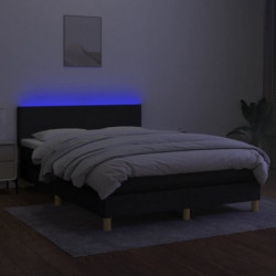 Boxspringbett mit Matratze & LED Schwarz 140x200 cm Stoff