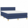 Boxspringbett mit Matratze & LED Blau 140x200 cm Stoff