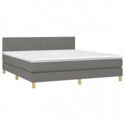 Boxspringbett mit Matratze & LED Dunkelgrau 160x200 cm Stoff