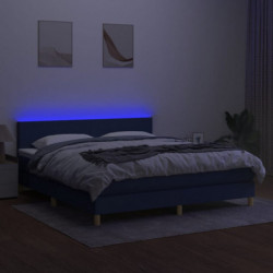 Boxspringbett mit Matratze & LED Blau 160x200 cm Stoff