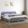 Boxspringbett mit Matratze & LED Dunkelgrau 200x200 cm Stoff