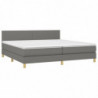 Boxspringbett mit Matratze & LED Dunkelgrau 200x200 cm Stoff