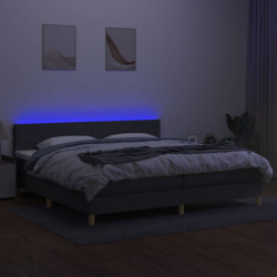 Boxspringbett mit Matratze & LED Dunkelgrau 200x200 cm Stoff