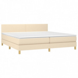 Boxspringbett mit Matratze & LED Creme 200x200 cm Stoff