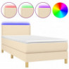 Boxspringbett mit Matratze & LED Creme 90x200 cm Stoff