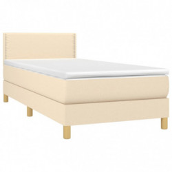 Boxspringbett mit Matratze & LED Creme 90x200 cm Stoff