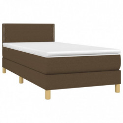 Boxspringbett mit Matratze & LED Dunkelbraun 100x200 cm Stoff