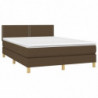 Boxspringbett mit Matratze & LED Dunkelbraun 140x200 cm Stoff