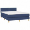 Boxspringbett mit Matratze & LED Blau 140x200 cm Stoff