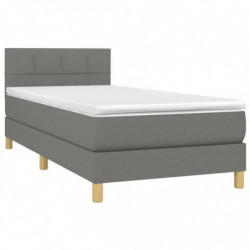 Boxspringbett mit Matratze & LED Dunkelgrau 90x190 cm Stoff