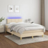 Boxspringbett mit Matratze & LED Creme 120x200 cm Stoff