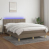 Boxspringbett mit Matratze & LED Taupe 140x200 cm Stoff