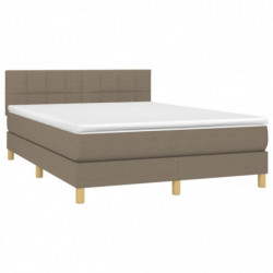 Boxspringbett mit Matratze & LED Taupe 140x200 cm Stoff