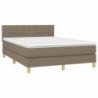 Boxspringbett mit Matratze & LED Taupe 140x200 cm Stoff