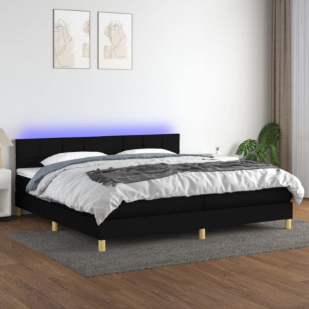 Boxspringbett mit Matratze & LED Schwarz 200x200 cm Stoff