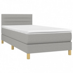 Boxspringbett mit Matratze & LED Hellgrau 90x200 cm Stoff