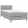 Boxspringbett mit Matratze & LED Hellgrau 90x200 cm Stoff