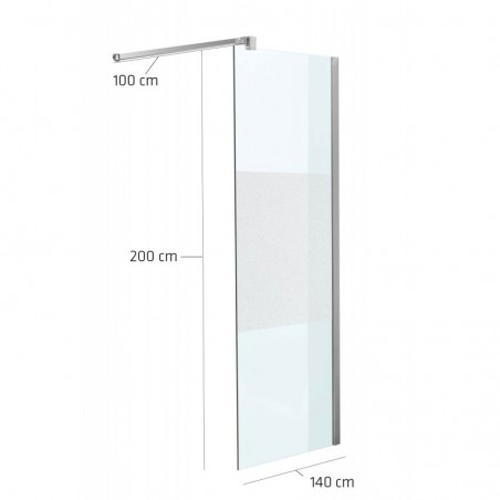 Duschabtrennung 140x200x100cm quadratisch halb gefrostet