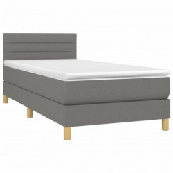 Boxspringbett mit Matratze & LED Dunkelgrau 100x200 cm Stoff