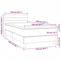 Boxspringbett mit Matratze & LED Dunkelgrau 100x200 cm Stoff