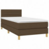 Boxspringbett mit Matratze & LED Dunkelbraun 100x200 cm Stoff