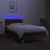 Boxspringbett mit Matratze & LED Dunkelbraun 100x200 cm Stoff