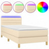 Boxspringbett mit Matratze & LED Creme 100x200 cm Stoff