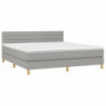 Boxspringbett mit Matratze & LED Hellgrau 180x200 cm Stoff