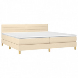 Boxspringbett mit Matratze & LED Creme 200x200 cm Stoff