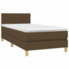 Boxspringbett mit Matratze & LED Dunkelbraun 80x200 cm Stoff