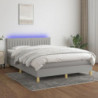 Boxspringbett mit Matratze & LED Hellgrau 140x200 cm Stoff