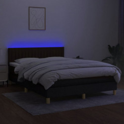 Boxspringbett mit Matratze & LED Schwarz 140x200 cm Stoff