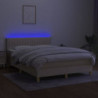 Boxspringbett mit Matratze & LED Creme 140x200 cm Stoff