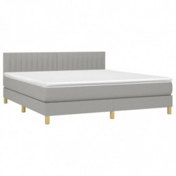 Boxspringbett mit Matratze & LED Hellgrau 180x200 cm Stoff