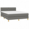 Boxspringbett mit Matratze & LED Dunkelgrau 140x200 cm Stoff