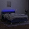 Boxspringbett mit Matratze & LED Blau 140x200 cm Stoff