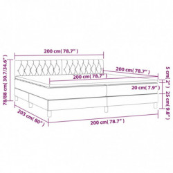 Boxspringbett mit Matratze & LED Hellgrau 200x200 cm Stoff