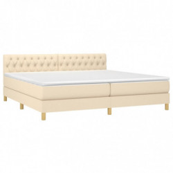 Boxspringbett mit Matratze & LED Creme 200x200 cm Stoff